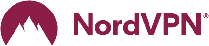 NordVPN logo featuring a maroon mountain icon on the left and the text 