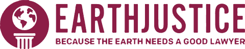 Earthjustice logo with a globe on a column and the text 