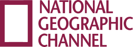 National Geographic Channel logo featuring a rectangular frame and the channel name in maroon capital letters on a light background.